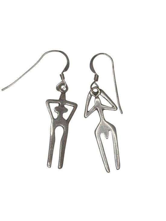 Jewelry - Sterling silver 925 indigenous figure couple dangle earrings